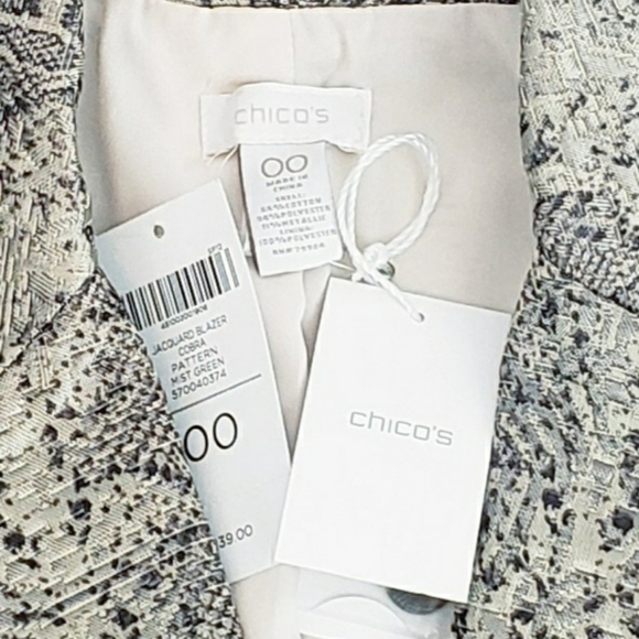 NWT Chico's Jacquard Cobra Python Blazer Business Casual XS - Picture 9 of 11